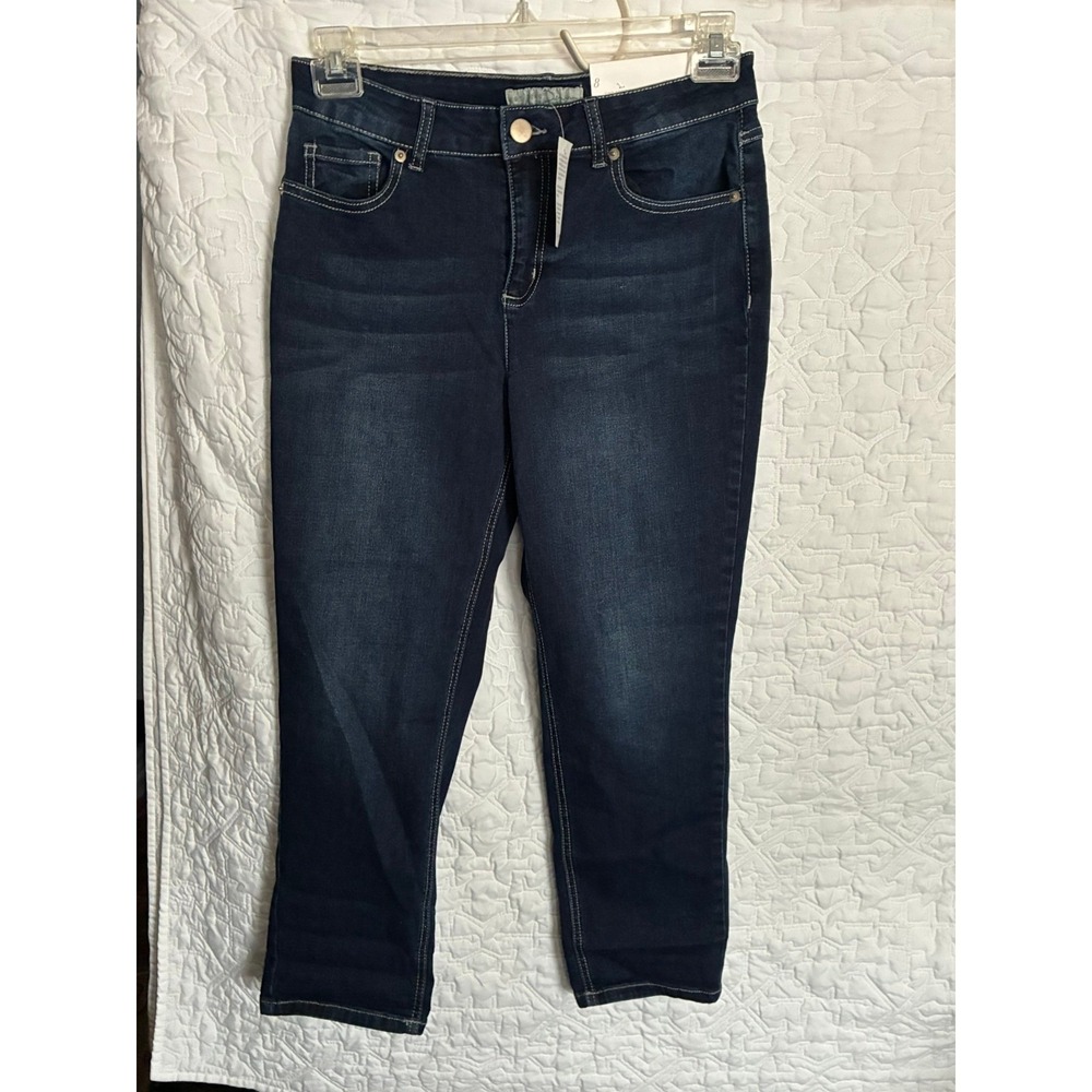 Cato Est. 1946 Denim Skinny Crop Jeans Dark Wash Embroidered Pockets Size 8 NWT